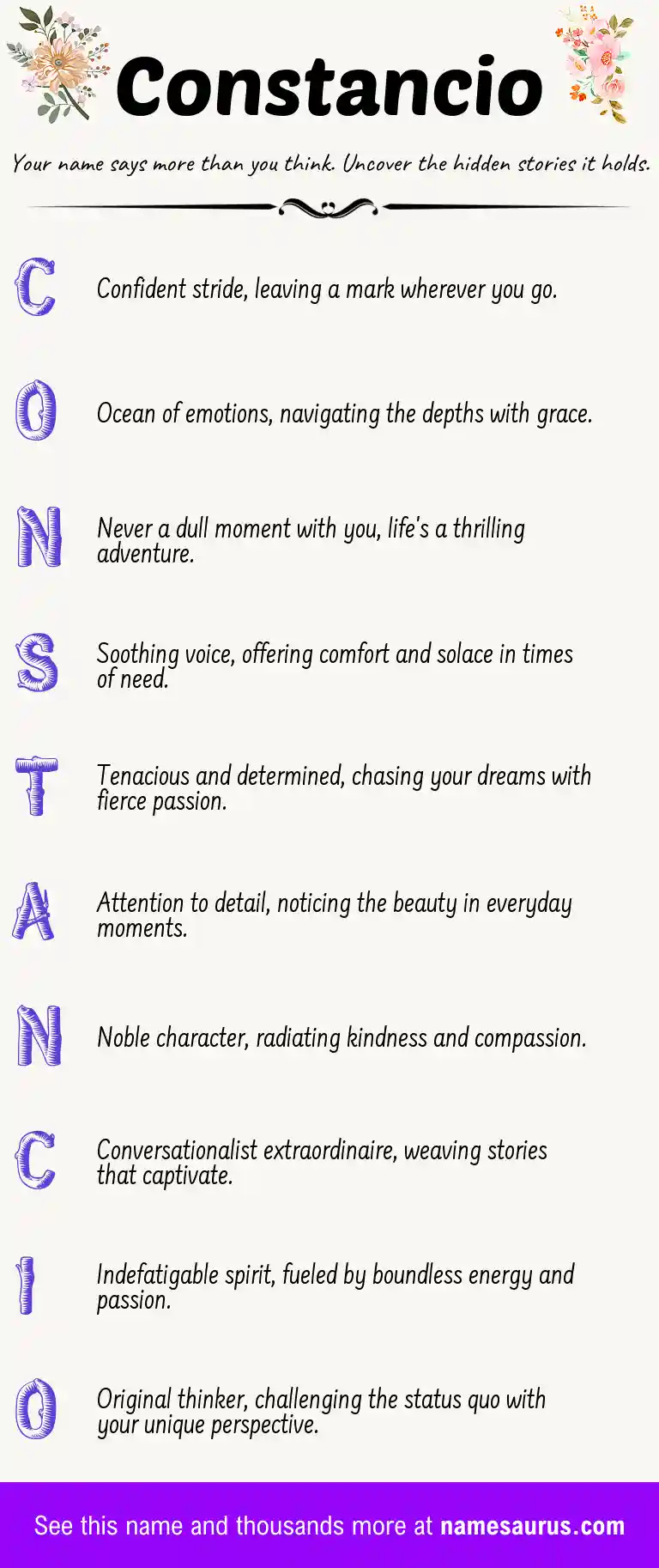 Acrostic poem about Constancio.