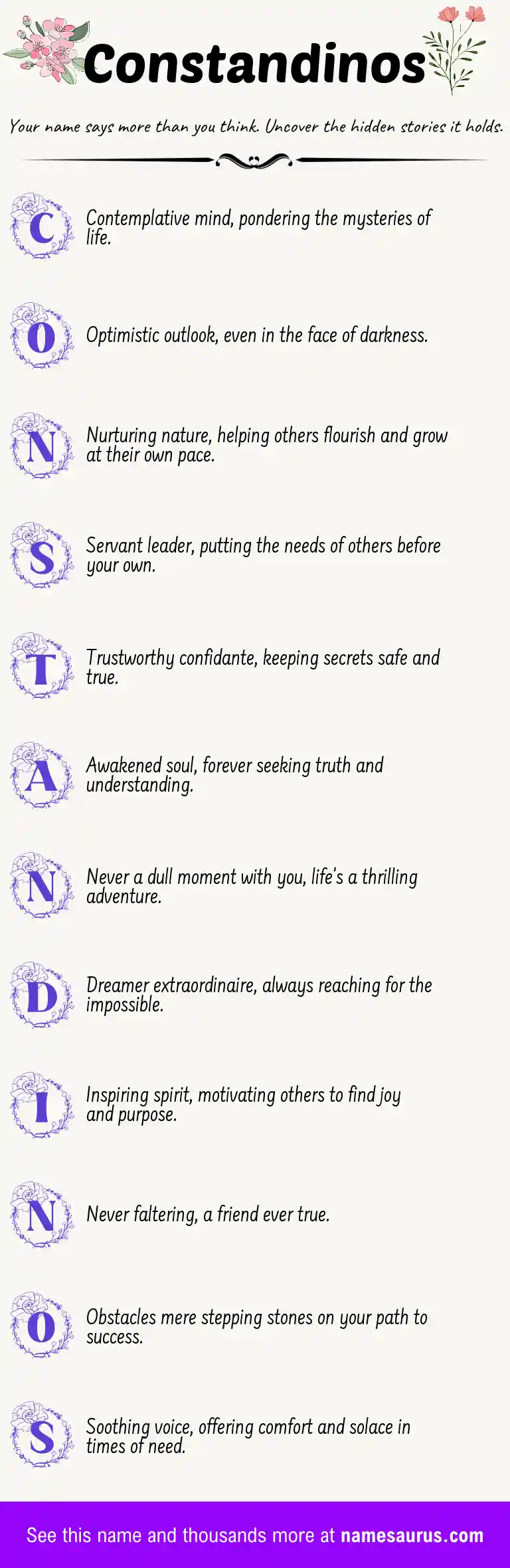 Acrostic poem about Constandinos.