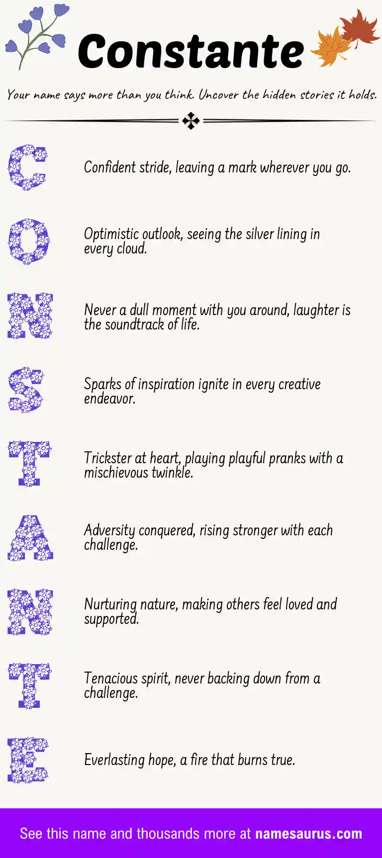 Acrostic poem about Constante.