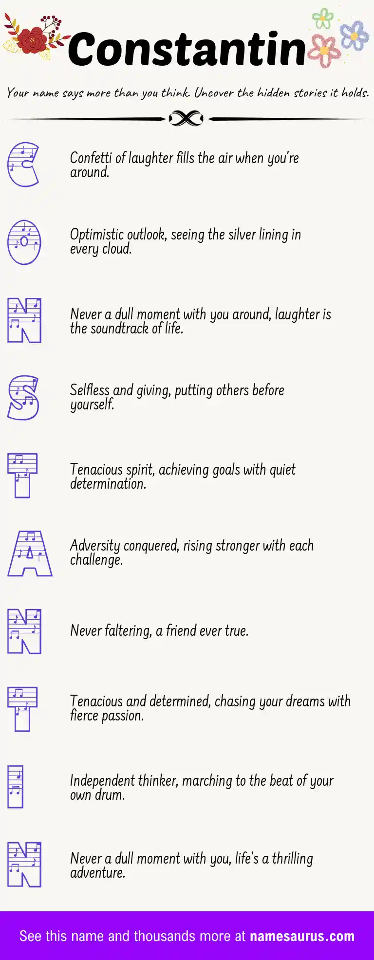 Acrostic poem about Constantin.