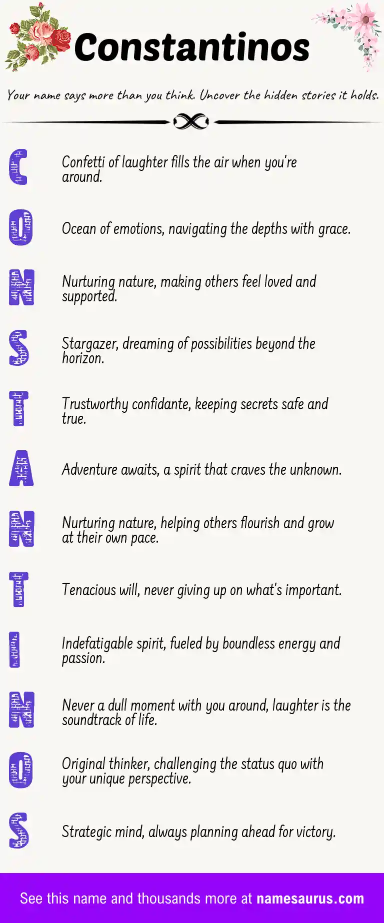 Acrostic poem about Constantinos.