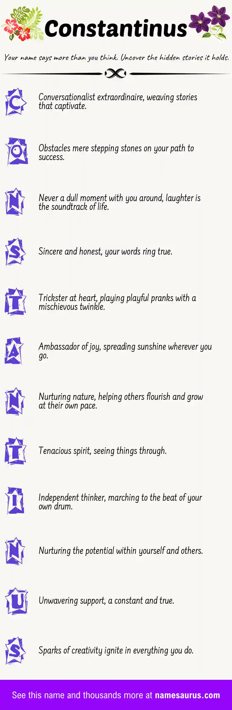 Acrostic poem about Constantinus.