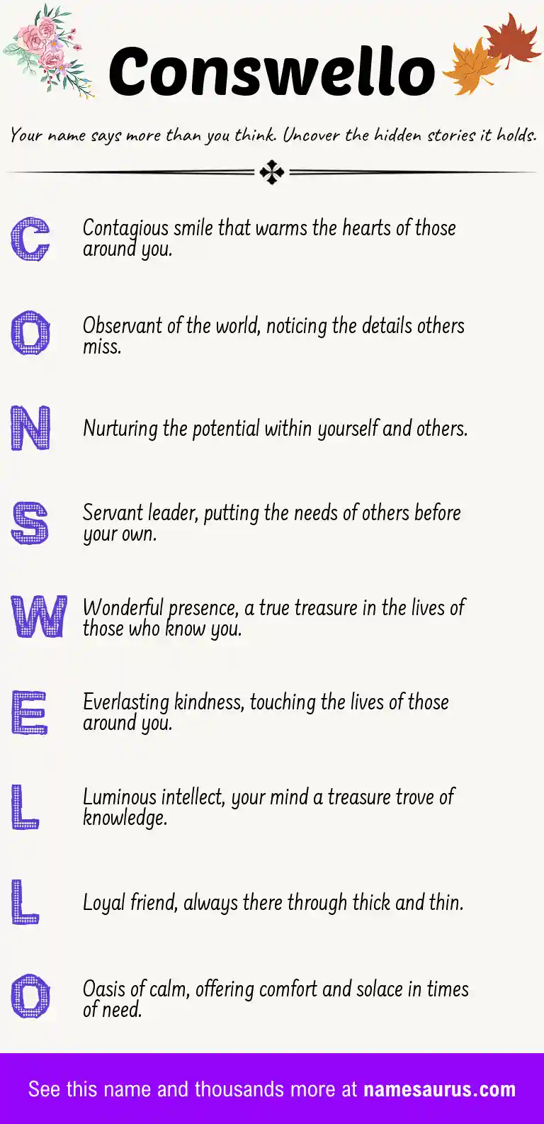 Acrostic poem about Conswello.