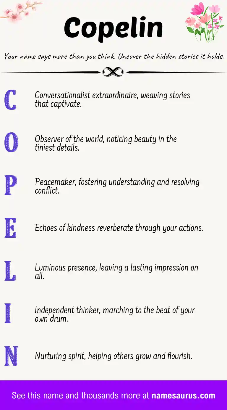 Acrostic poem about Copelin.