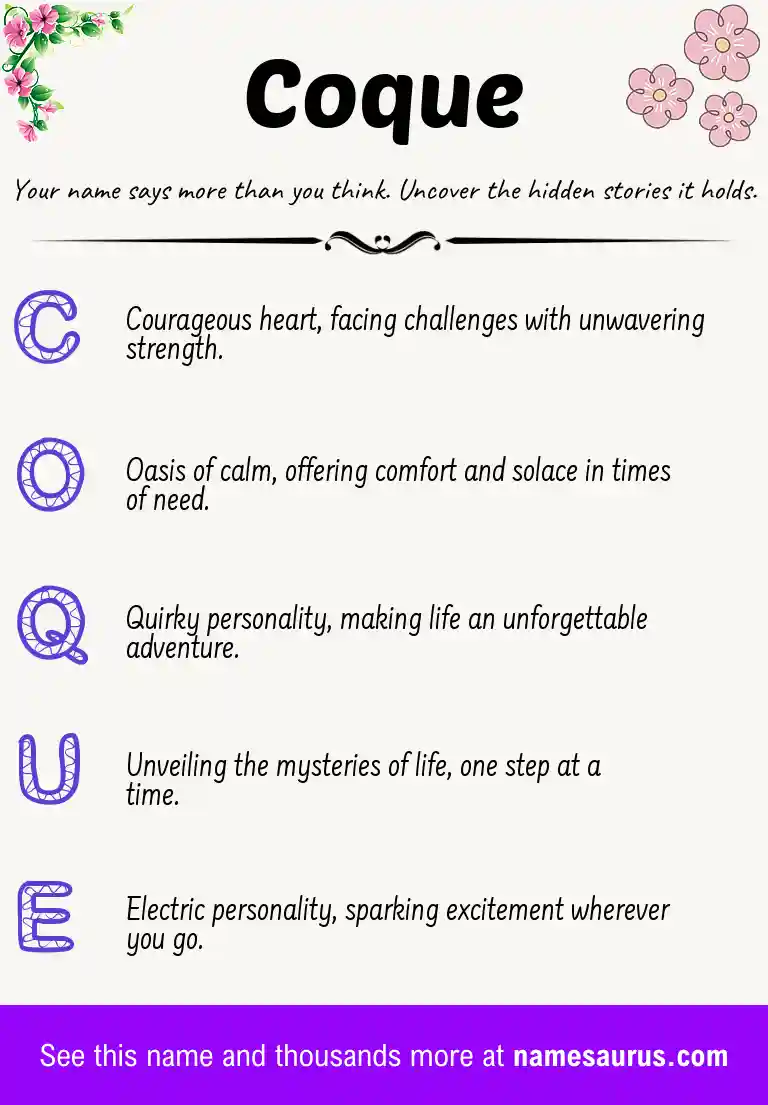 Acrostic poem about Coque.