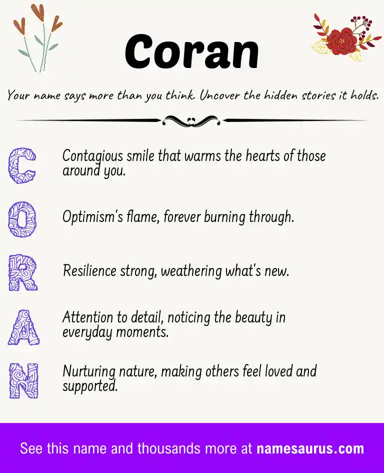 Acrostic poem about Coran.