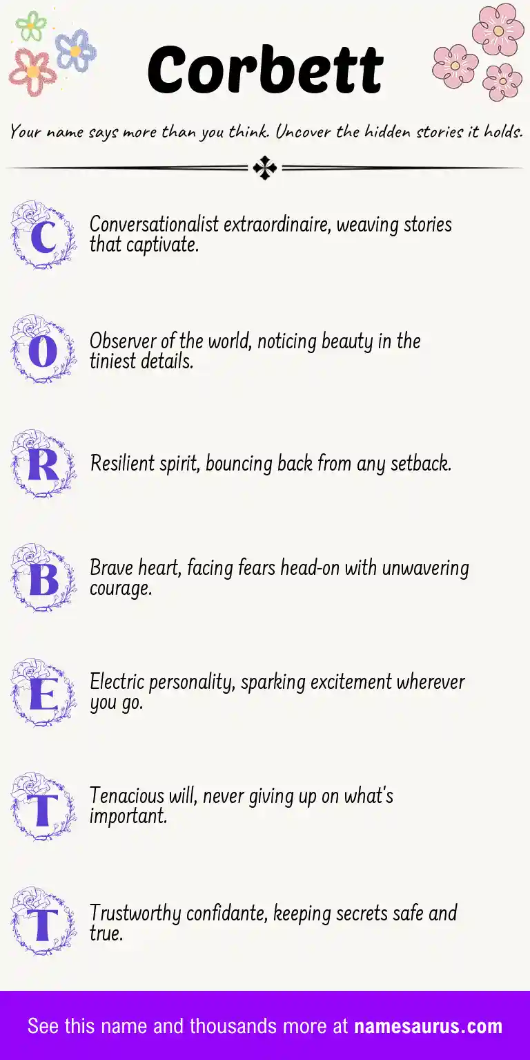 Acrostic poem about Corbett.