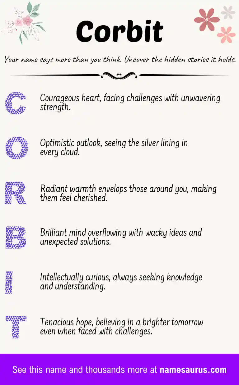 Acrostic poem about Corbit.
