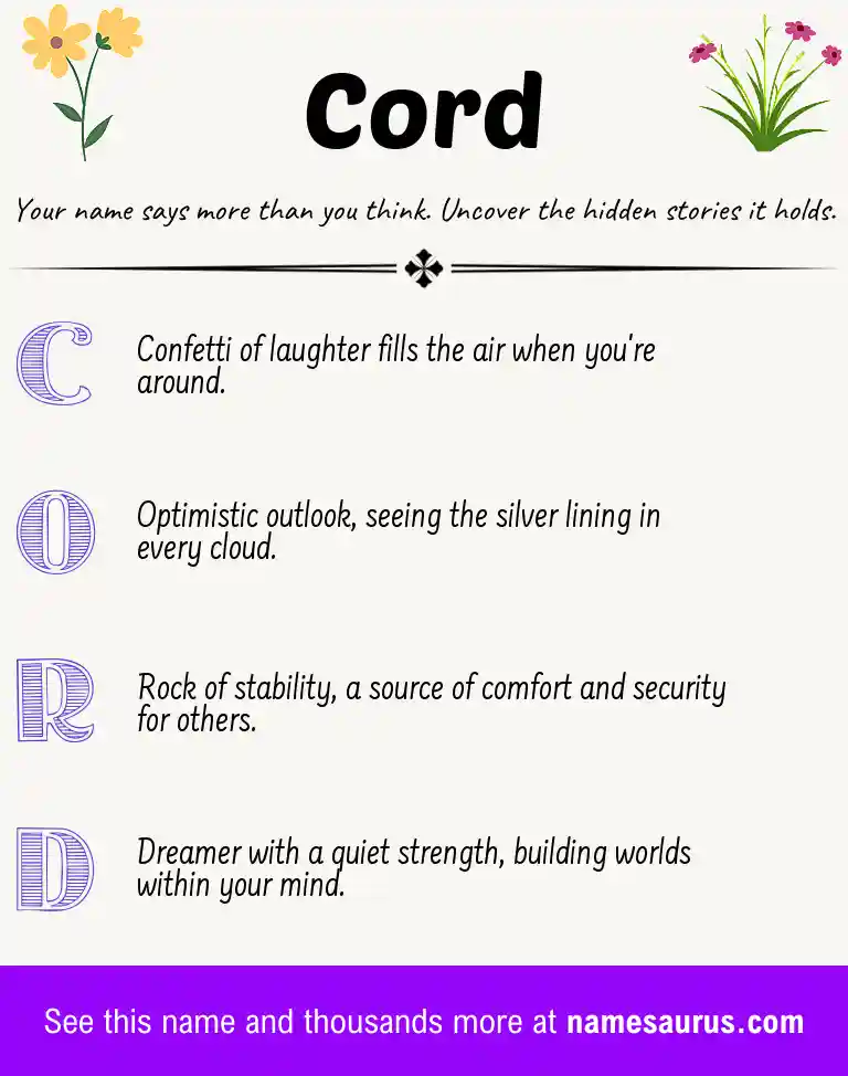 Acrostic poem about Cord.