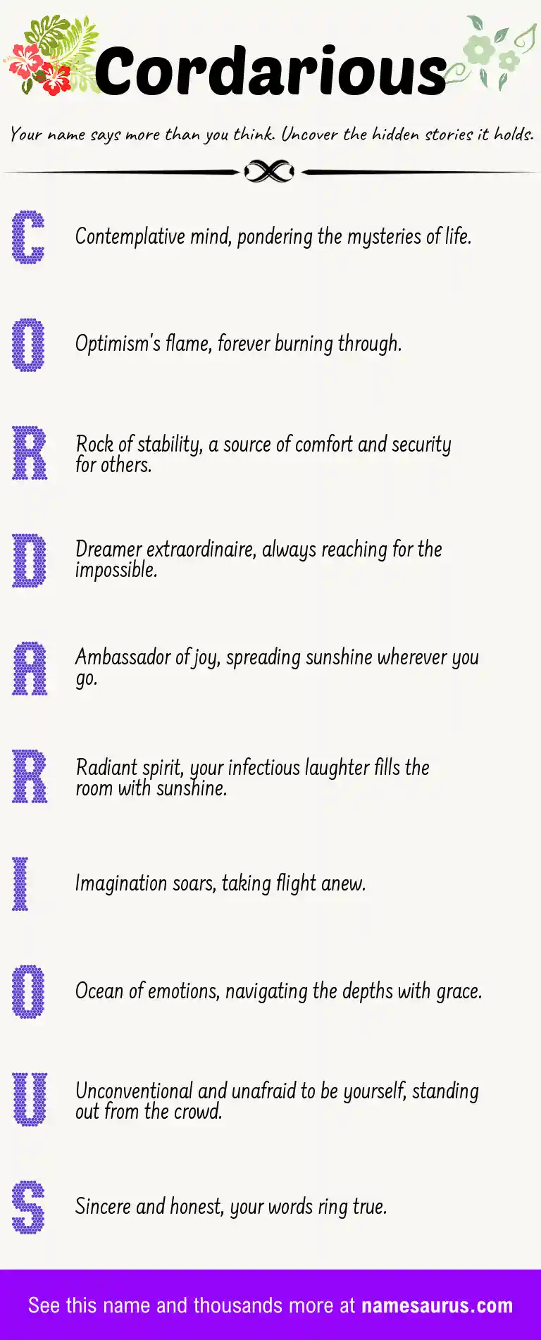 Acrostic poem about Cordarious.