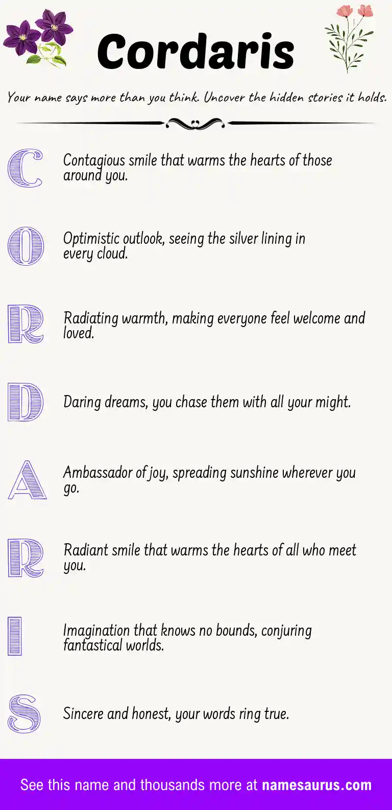 Acrostic poem about Cordaris.