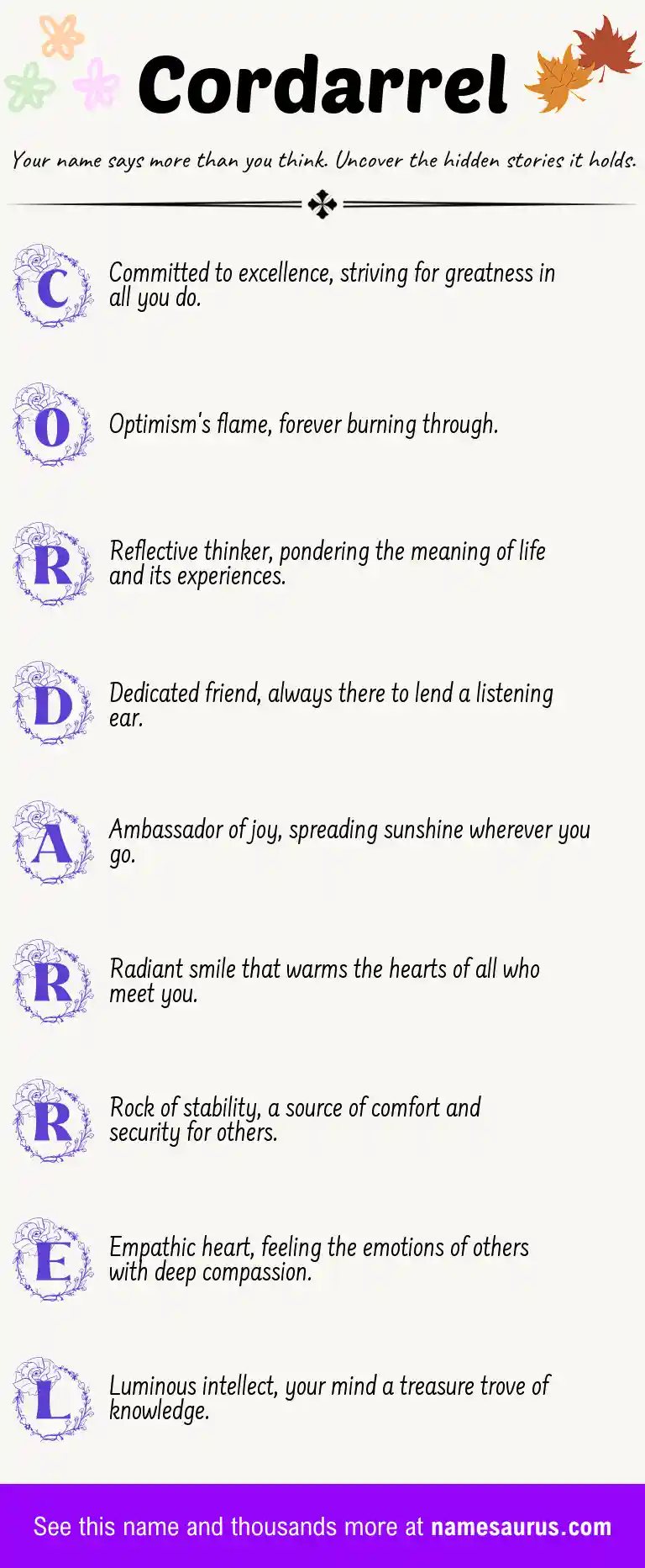 Acrostic poem about Cordarrel.
