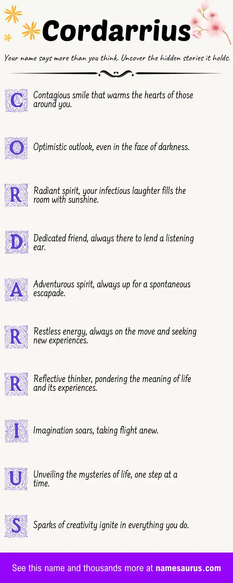 Acrostic poem about Cordarrius.