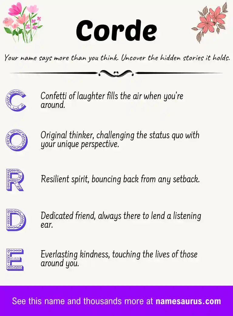Acrostic poem about Corde.