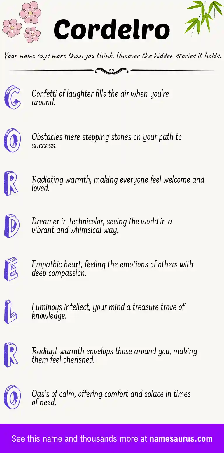 Acrostic poem about Cordelro.