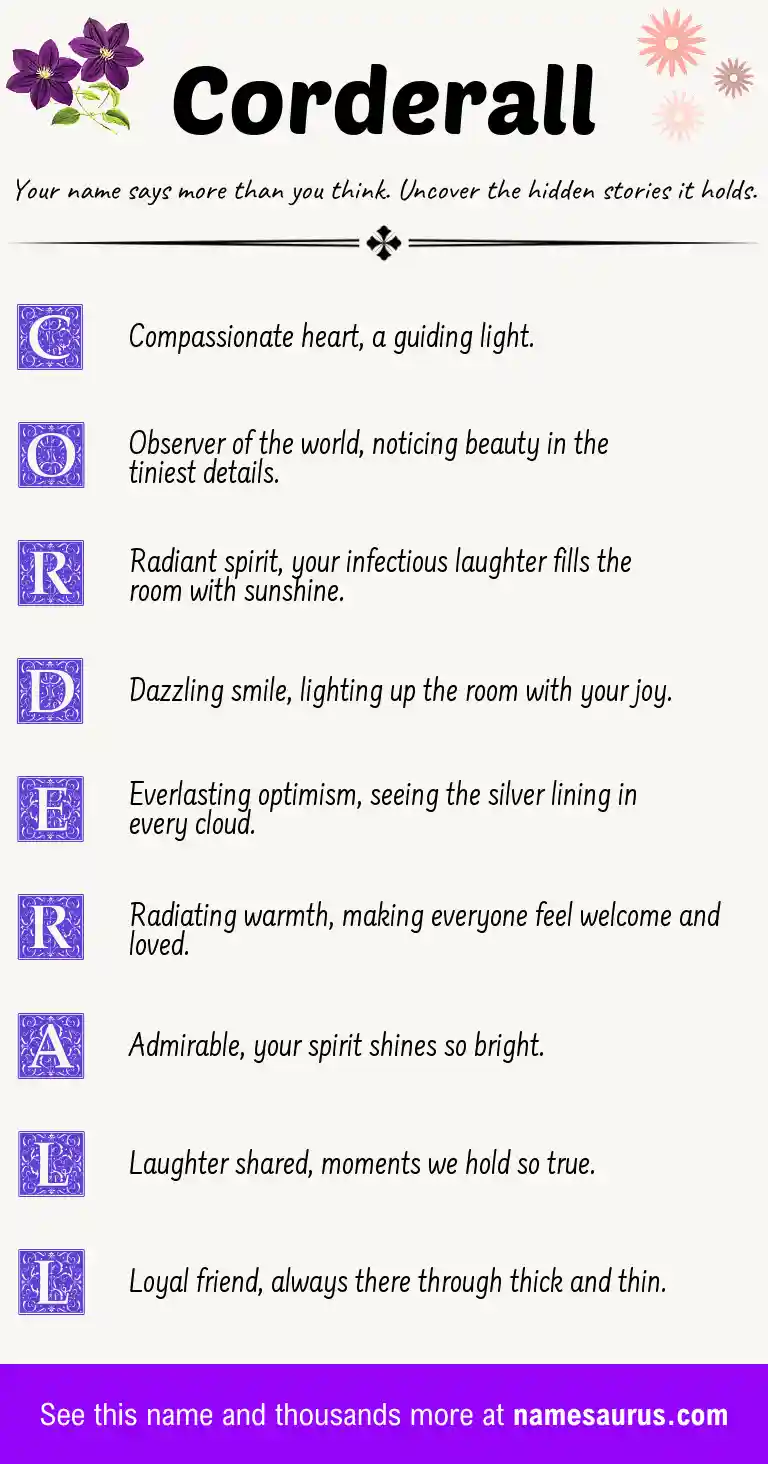 Acrostic poem about Corderall.