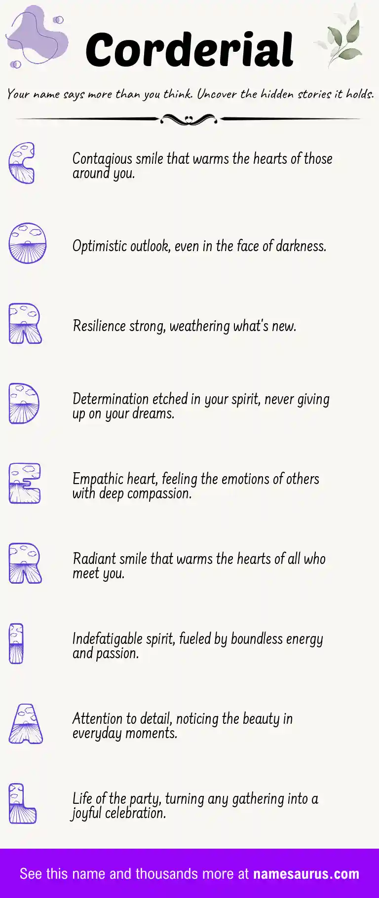 Acrostic poem about Corderial.
