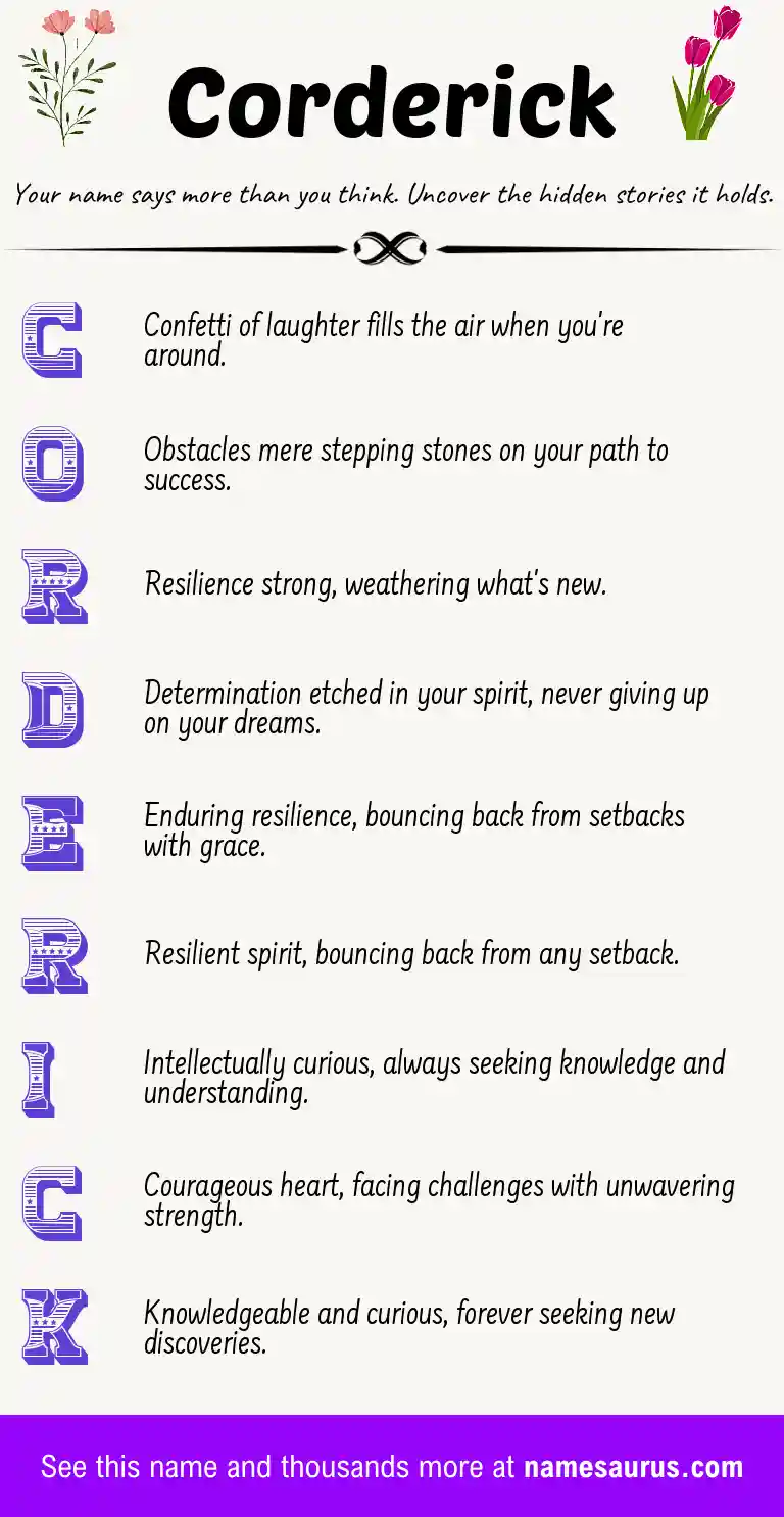 Acrostic poem about Corderick.