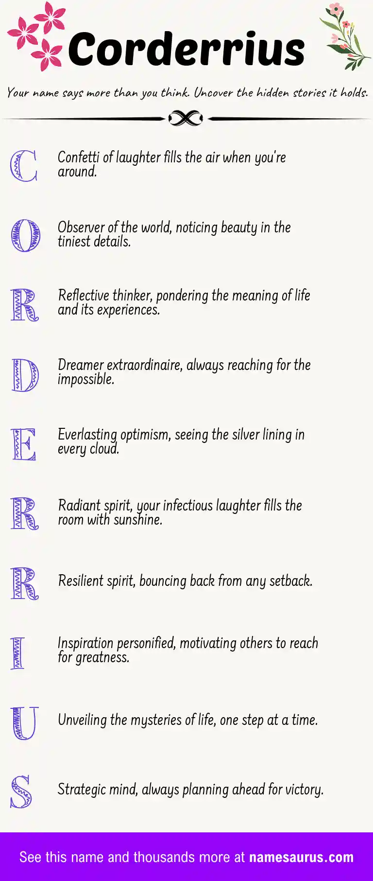 Acrostic poem about Corderrius.