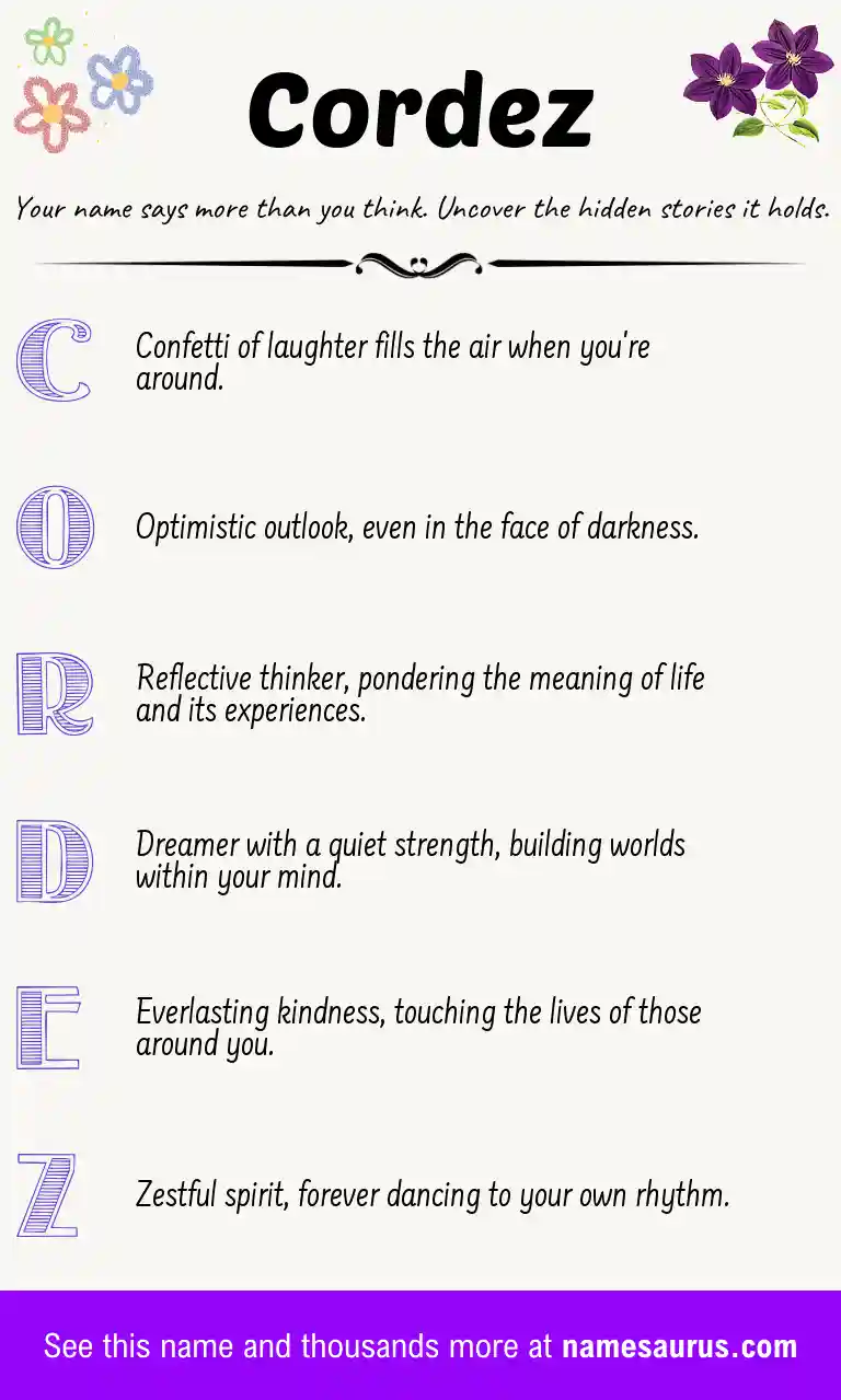 Acrostic poem about Cordez.