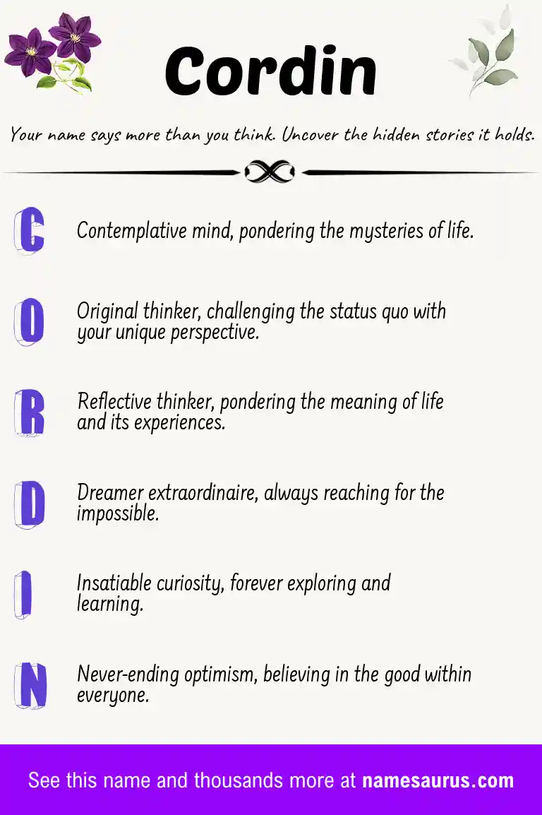 Acrostic poem about Cordin.
