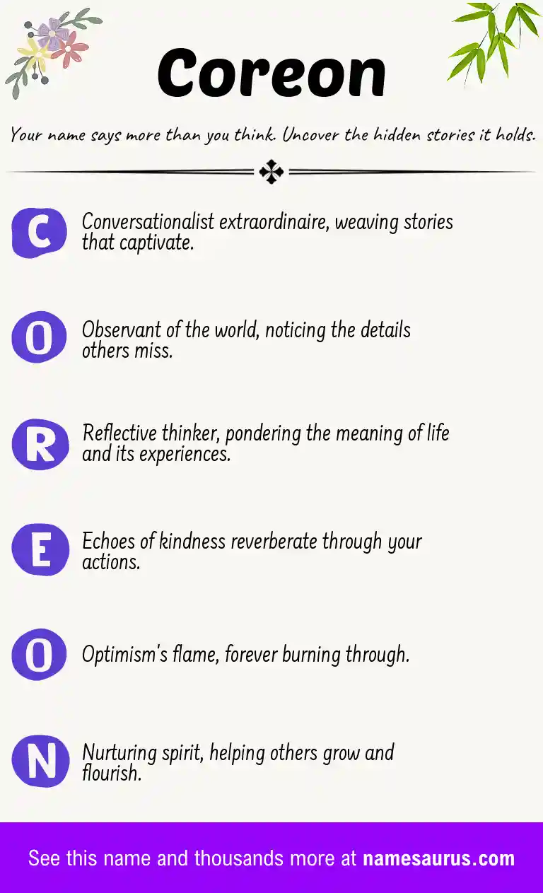 Acrostic poem about Coreon.