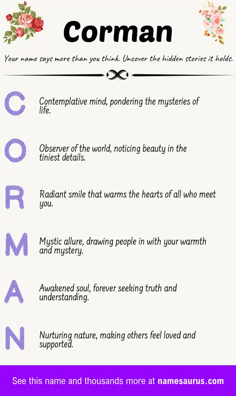 Acrostic poem about Corman.