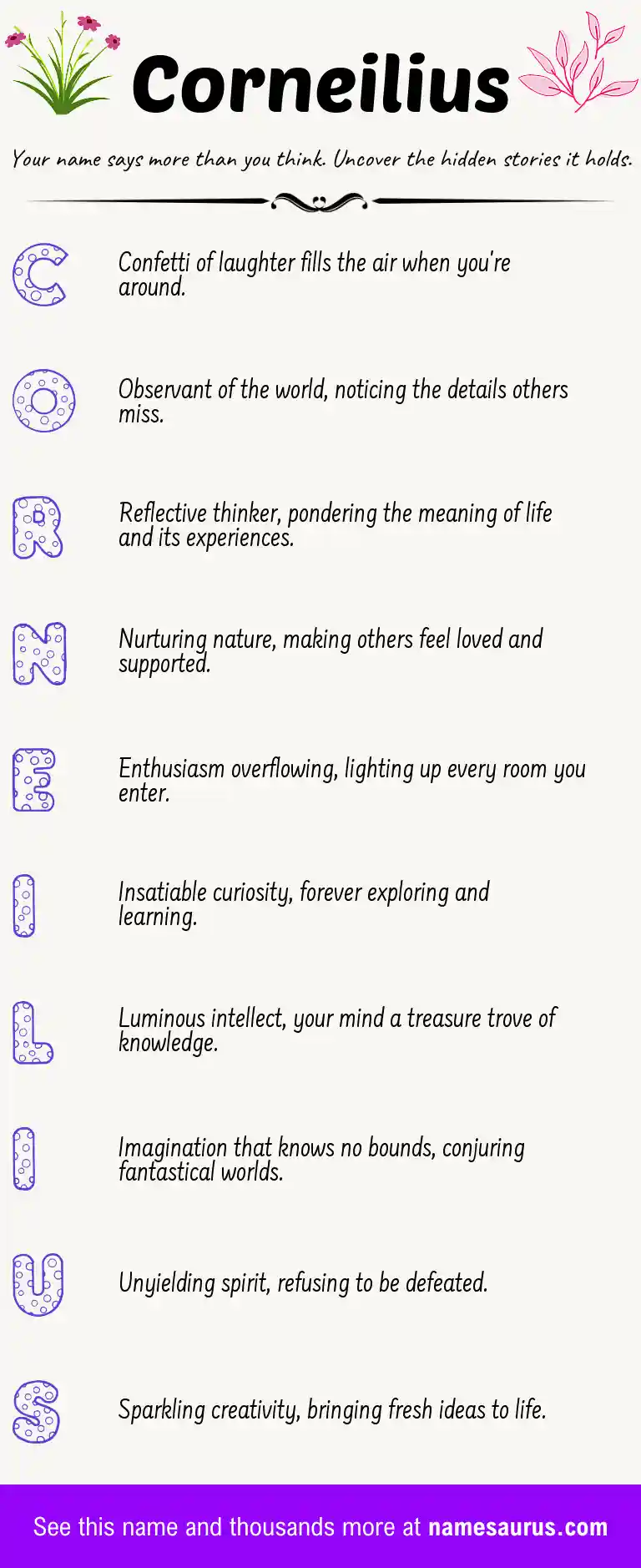Acrostic poem about Corneilius.