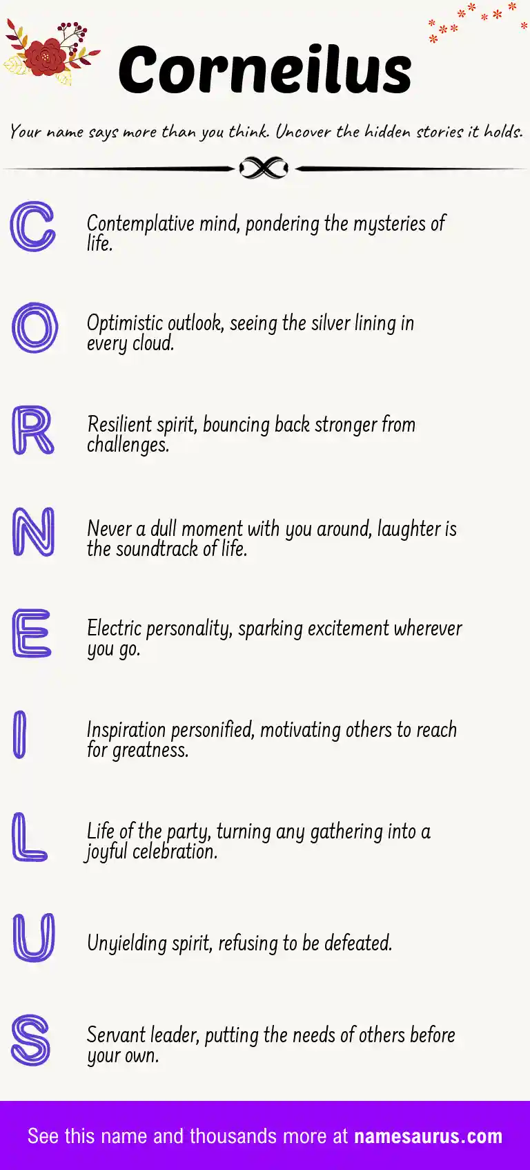 Acrostic poem about Corneilus.