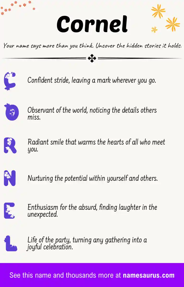 Acrostic poem about Cornel.