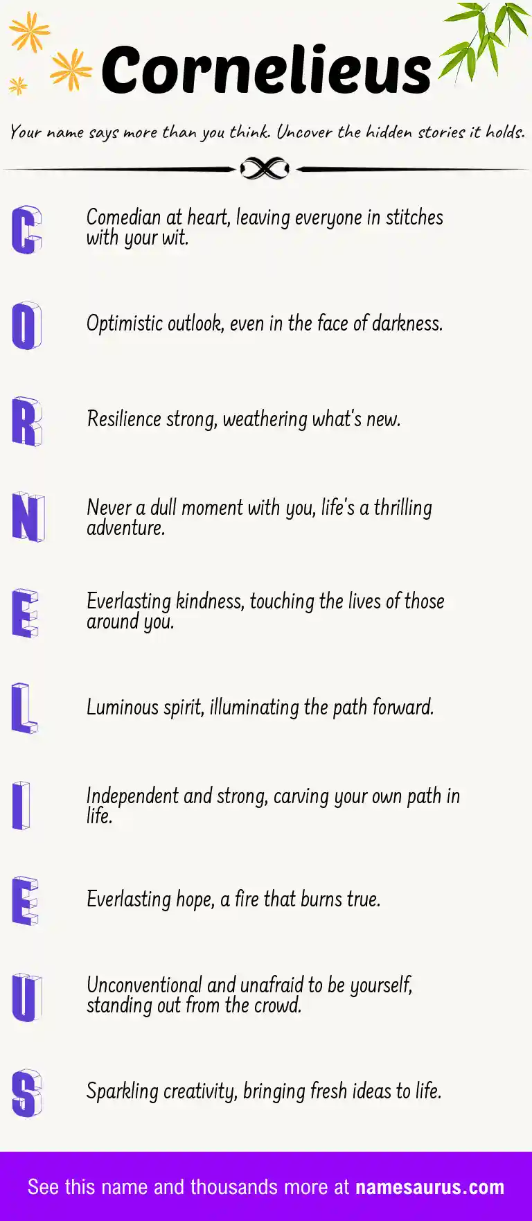 Acrostic poem about Cornelieus.