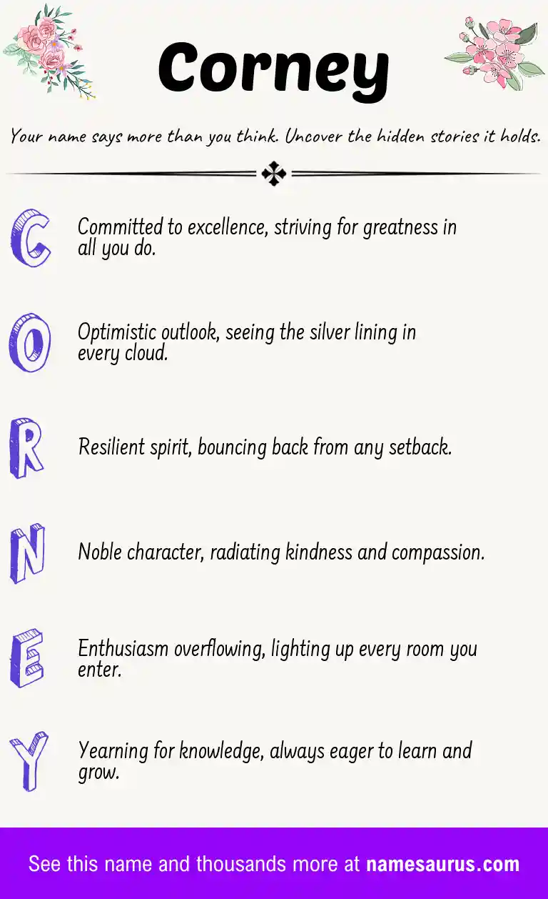 Acrostic poem about Corney.