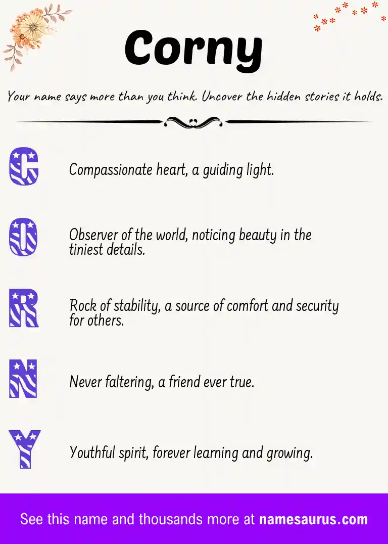 Acrostic poem about Corny.