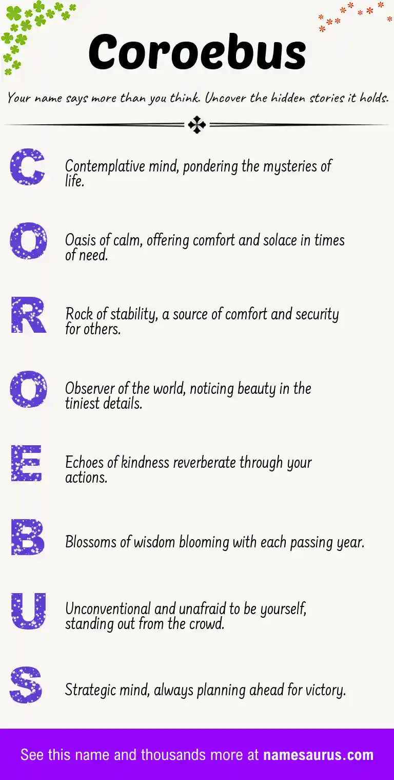 Acrostic poem about Coroebus.