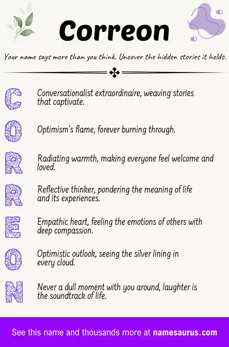 Acrostic poem about Correon.
