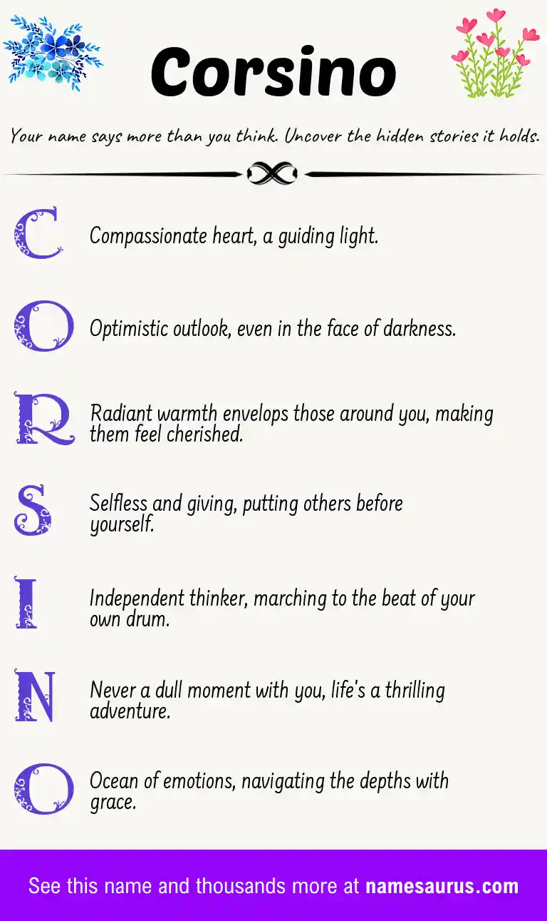 Acrostic poem about Corsino.