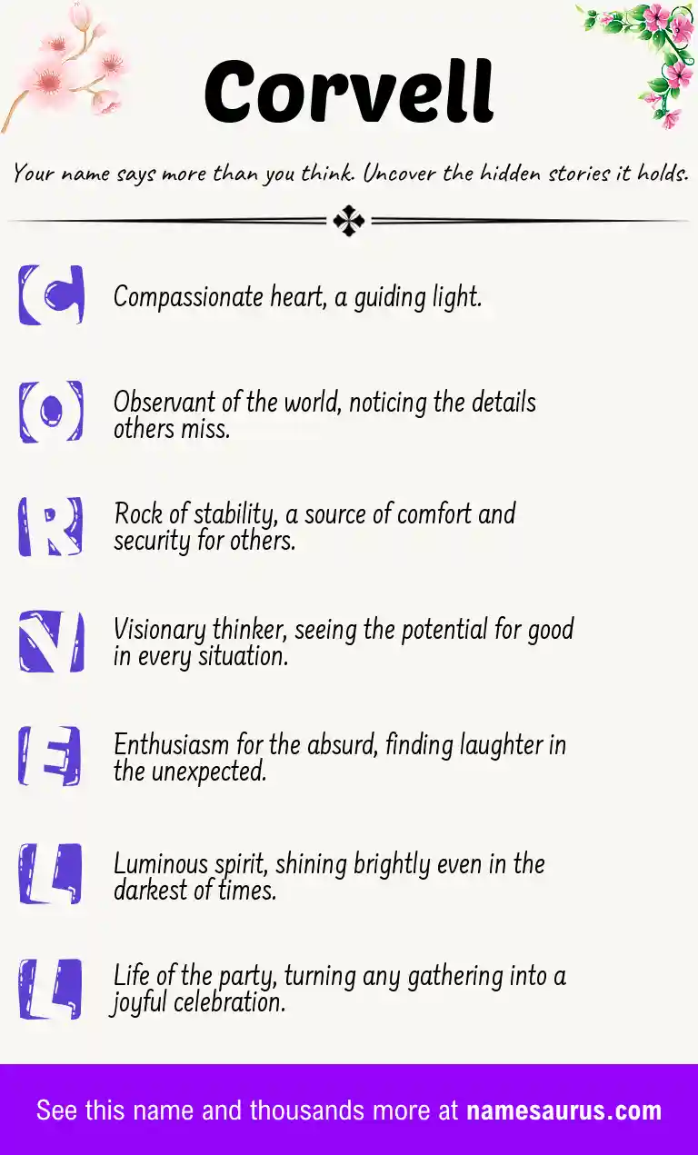 Acrostic poem about Corvell.