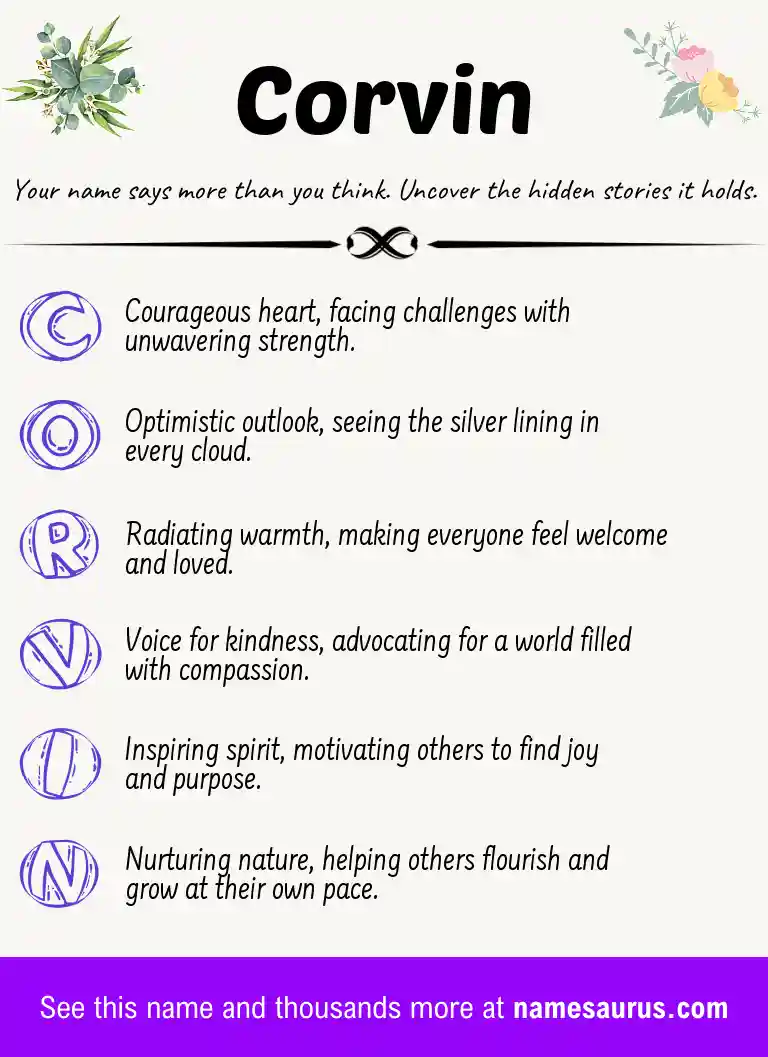 Acrostic poem about Corvin.