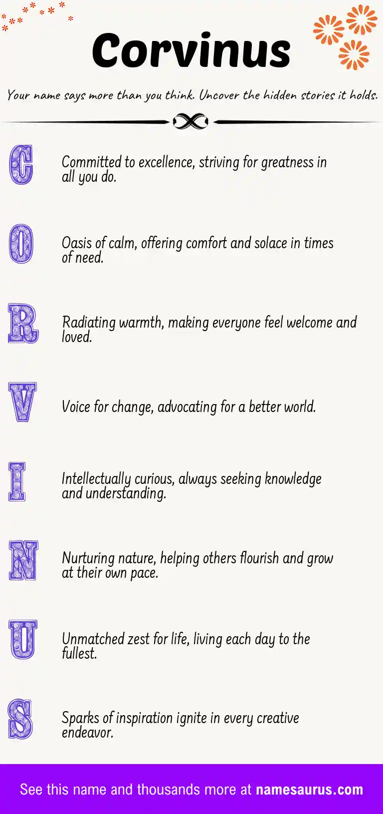 Acrostic poem about Corvinus.