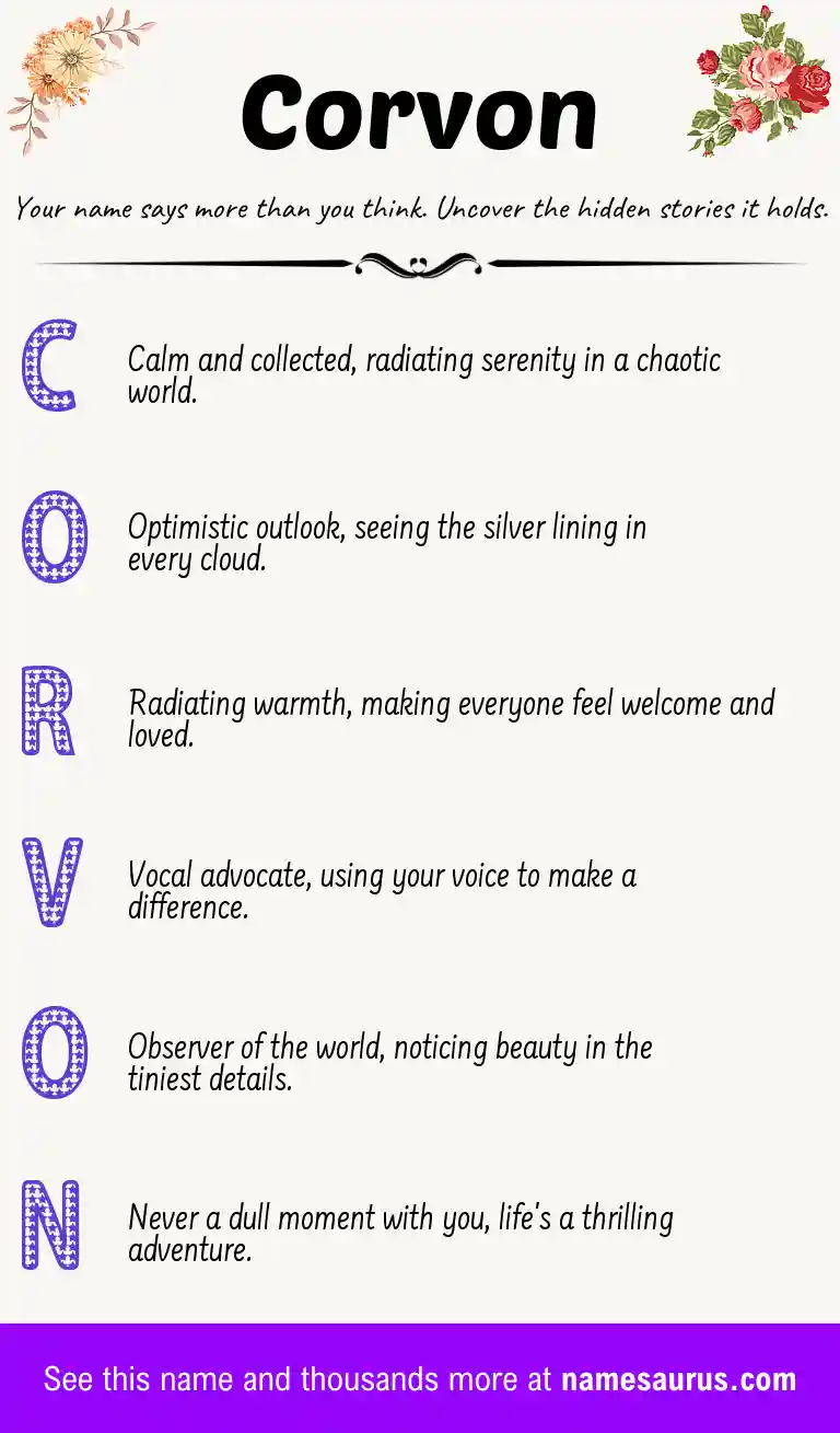Acrostic poem about Corvon.