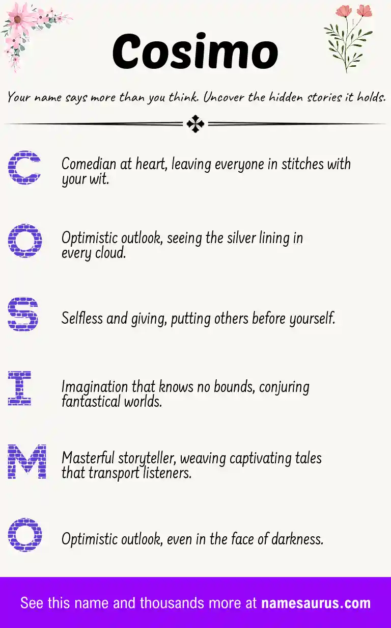 Acrostic poem about Cosimo.
