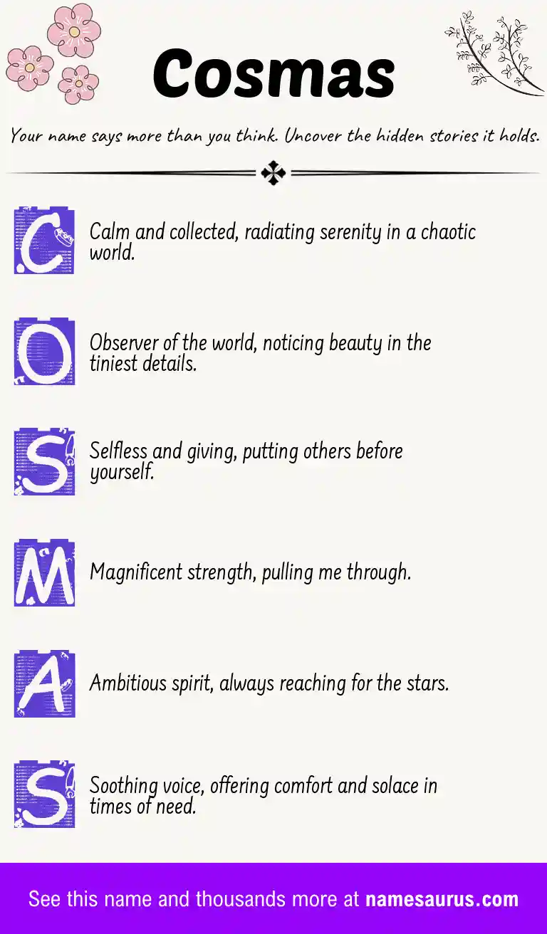 Acrostic poem about Cosmas.