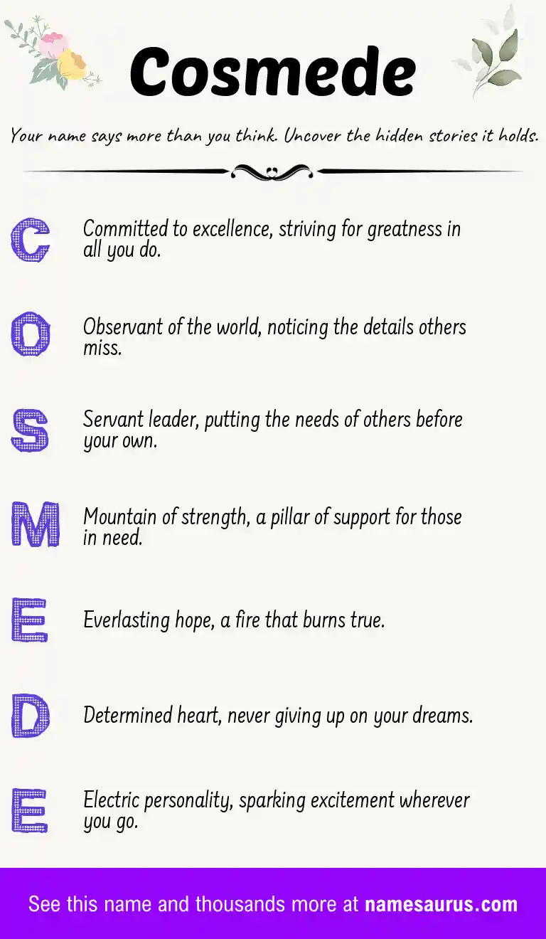 Acrostic poem about Cosmede.