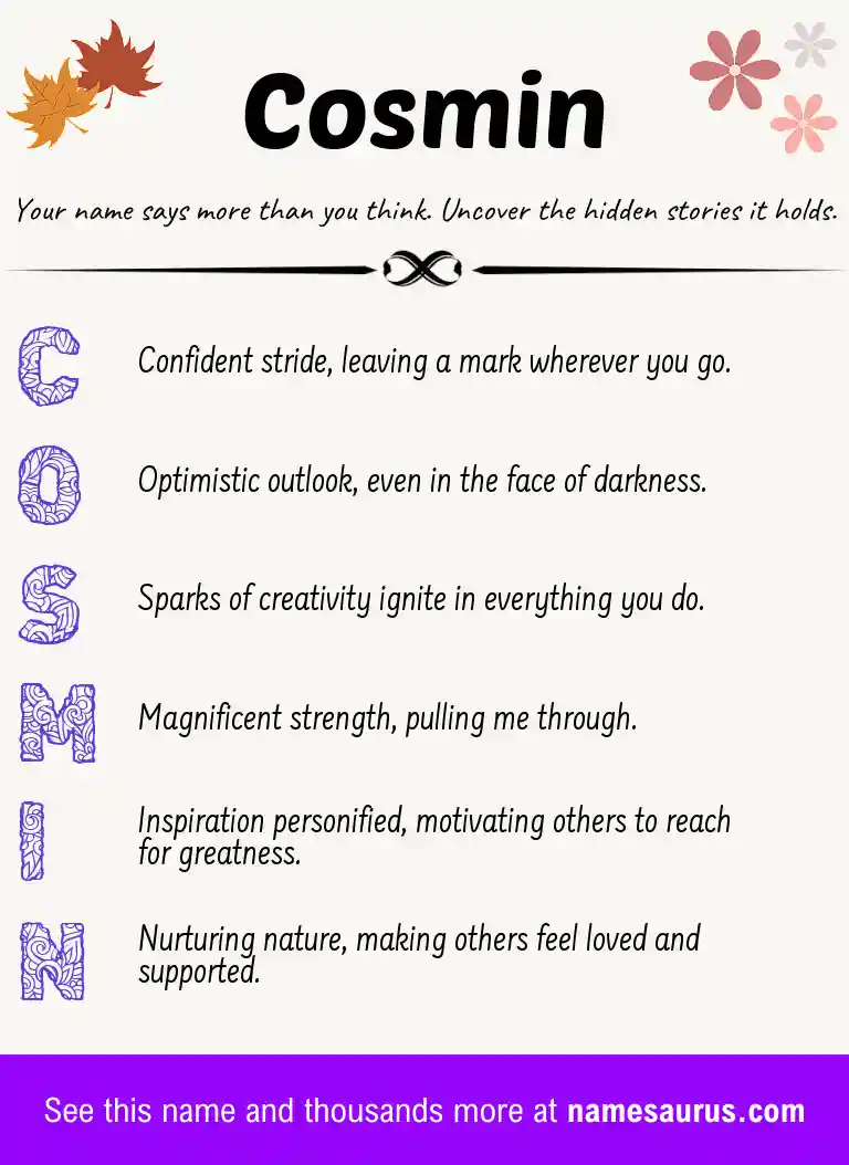 Acrostic poem about Cosmin.