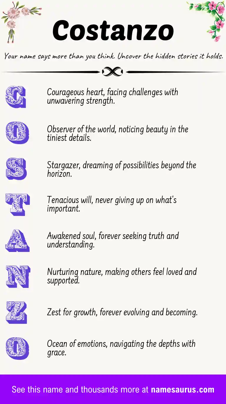 Acrostic poem about Costanzo.