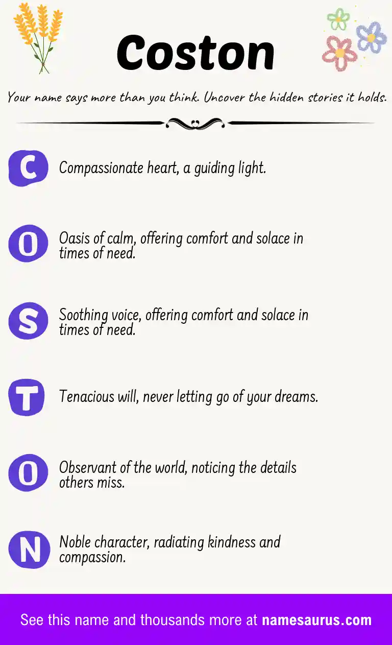 Acrostic poem about Coston.