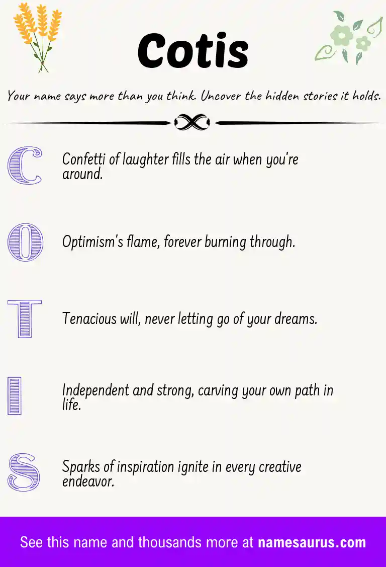 Acrostic poem about Cotis.