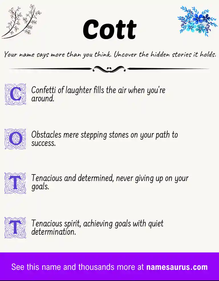 Acrostic poem about Cott.