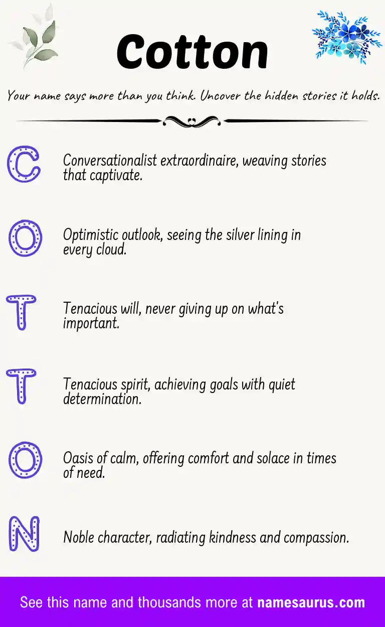 Acrostic poem about Cotton.