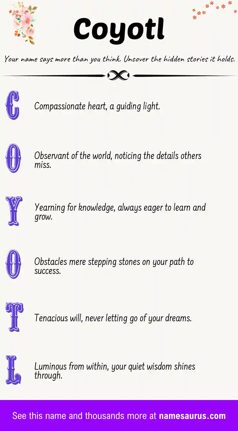 Acrostic poem about Coyotl.